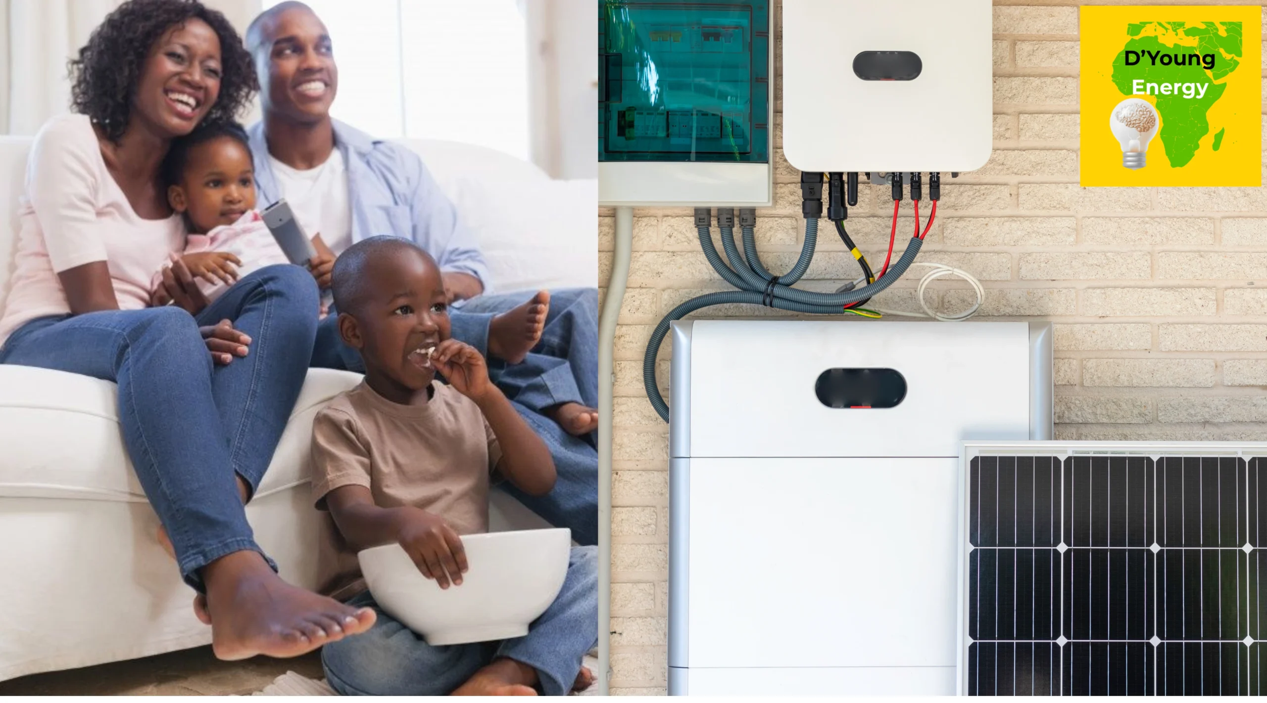 Nigerian family enjoying uninterrupted solar power with D’Young Energy best solar battery system.